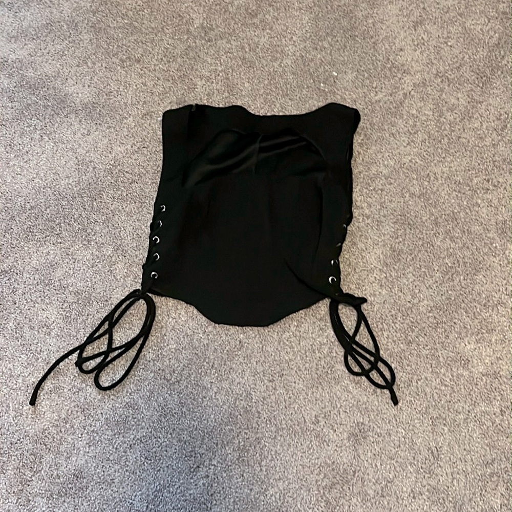 Square Neck Lace-Up Top